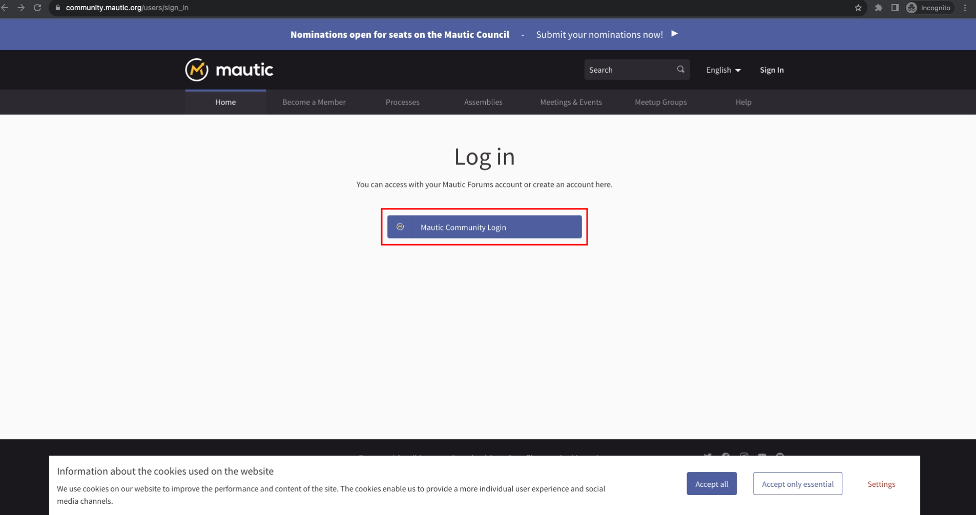 login-mautic-account